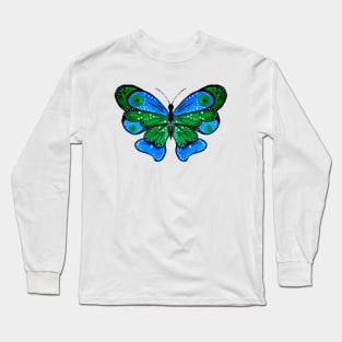 Green and Blue Butterfly Long Sleeve T-Shirt